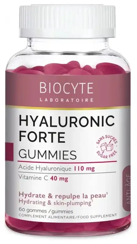 Biocyte Hyaluronic Forte Gummies – Hydrate et Repulpe la Peau – 60 gommes