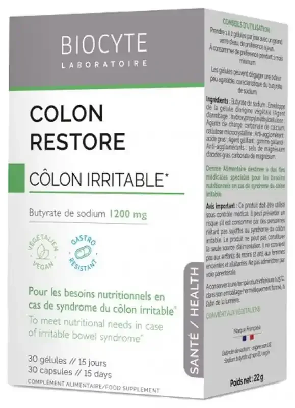 Biocyte Longevity Colon Restore – Côlon Irritable – 30 Gélules
