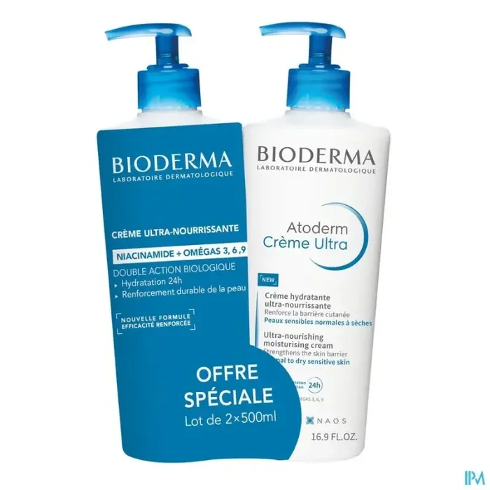 Bioderma atoderm crème ultra nourrissante 500ml x2