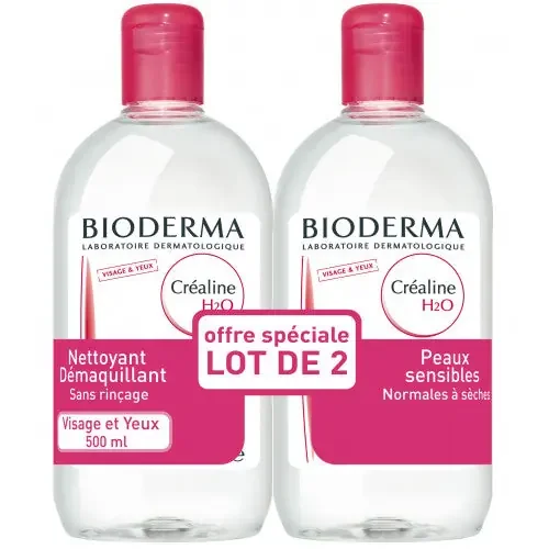 Bioderma CREALINE H2O – Lot de 2 x 500 mL