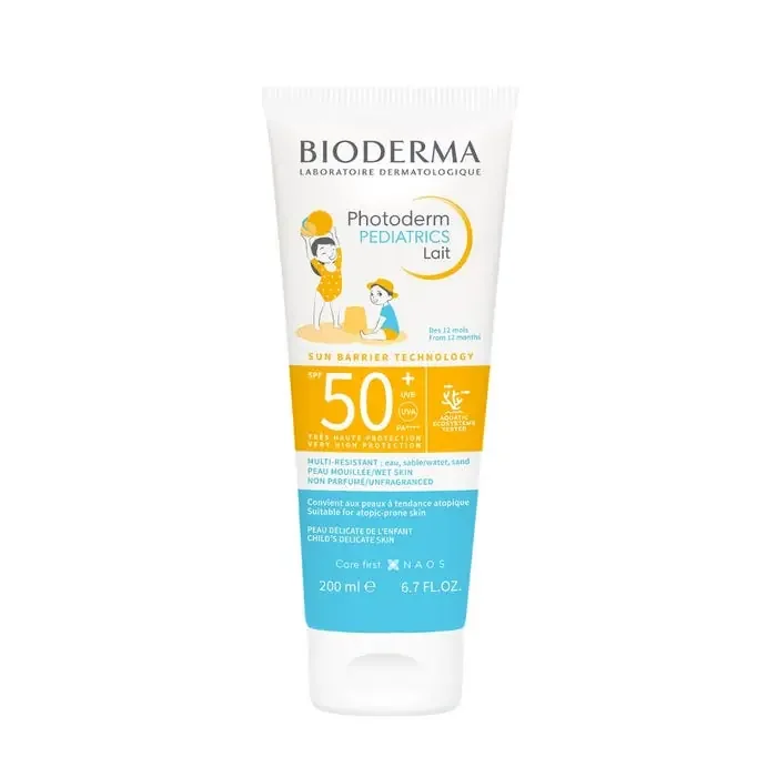 BIODERMA PHOTODERM PEDIATRICS – Lait Solaire SPF50+ – Visage et Corps – Peaux Sensibles des Enfants, 200ml