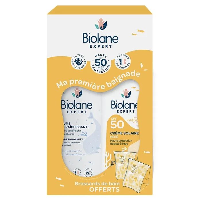 Biolane Expert Ma première baignade Crème Solaire SPF50 + Brume Rafraichissante