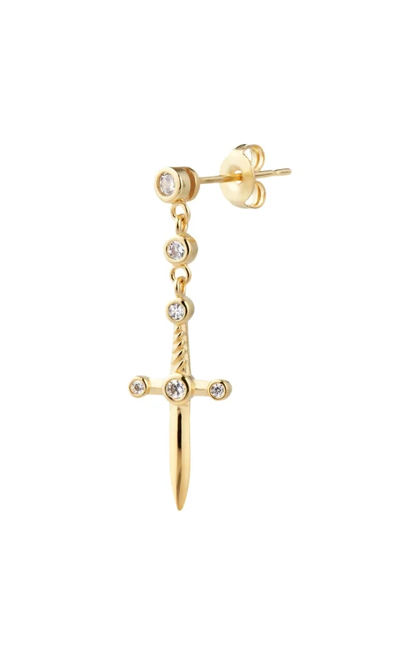 Boucle d’oreille – Enemy – Laiton doré or 1 micron