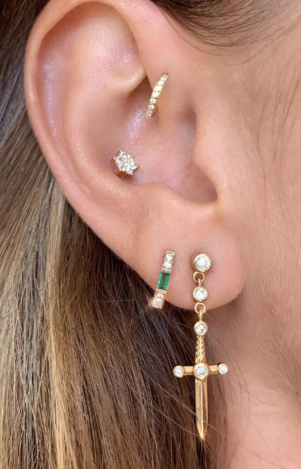 Boucle d’oreille – Enemy – Laiton plaqué argent 10 microns