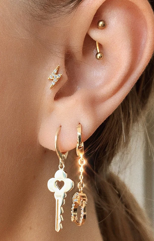 Boucle d’oreille – Key – Laiton doré or 1 micron