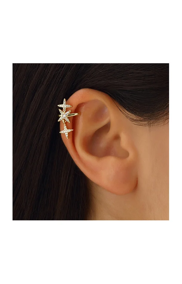 Boucle d’oreille – Laiton plaqué or & zircon