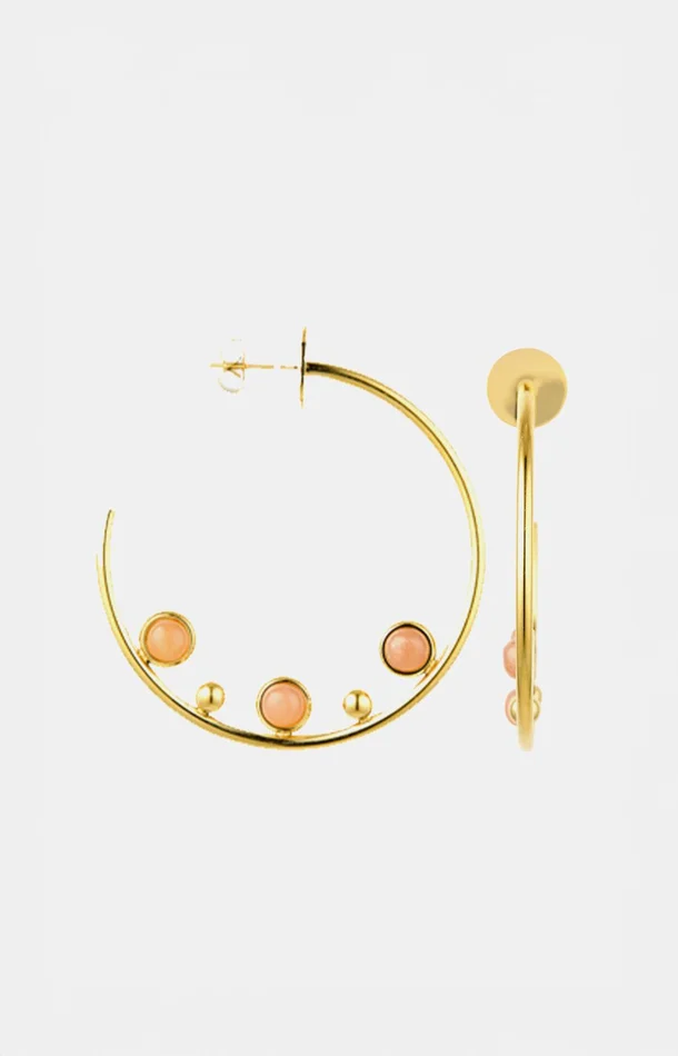 Boucles d’oreilles – Acier inoxydable & pierres de soleil – Doré