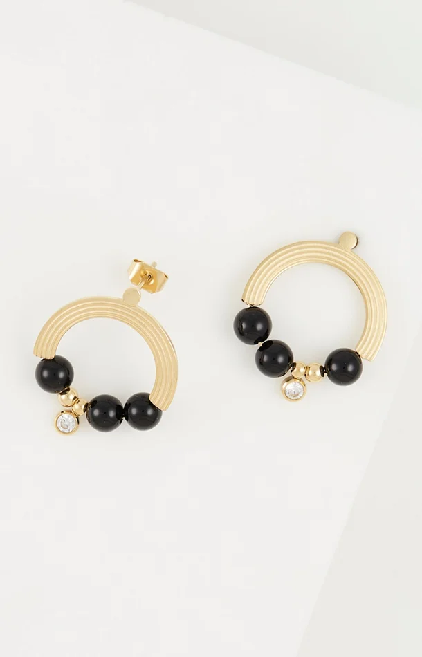 Boucles d’oreilles – Acier inoxydable – Doré & noir