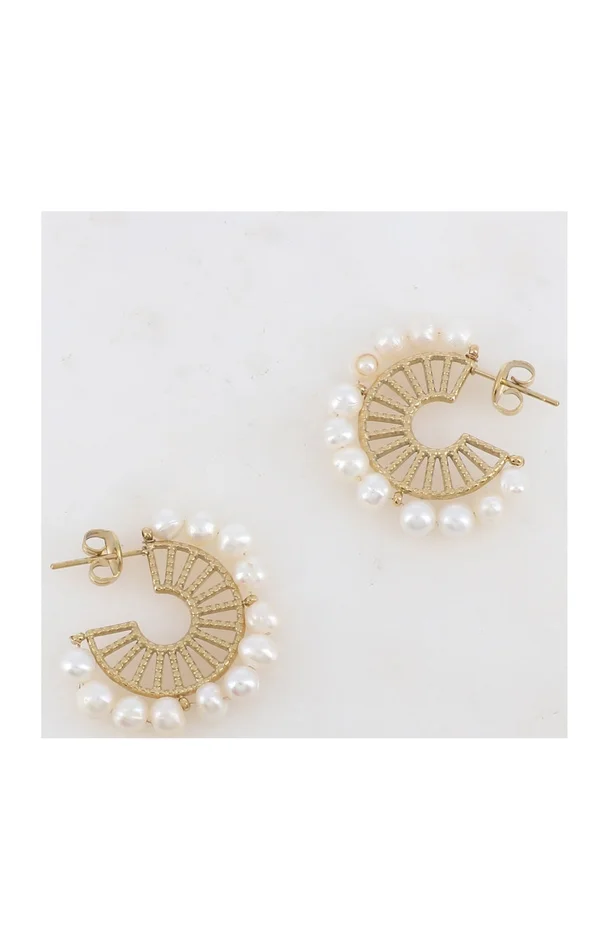 Boucles d’oreilles – Acier inoxydable doré & perles