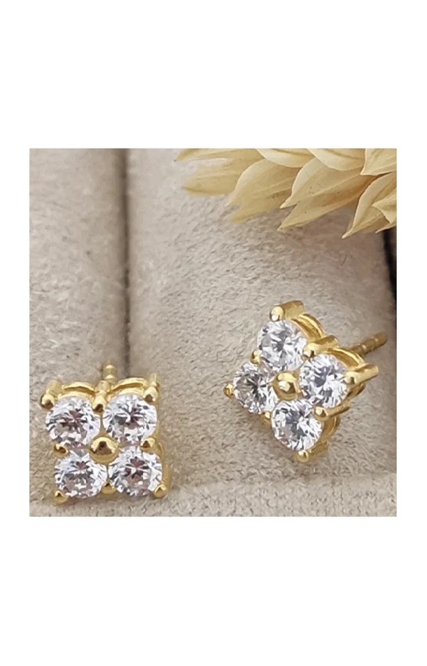 Boucles d’oreilles – Argent 925/000 plaqué or & zircon