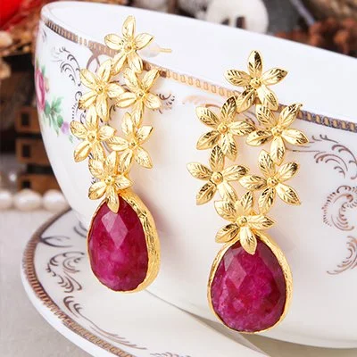 Boucles d’oreilles – Laiton plaqué or & agate