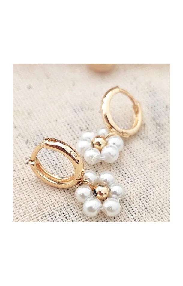 Boucles d’oreilles – Laiton plaqué or & perles