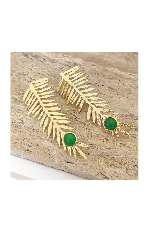 Boucles d’oreilles – Laiton plaqué or & pierres