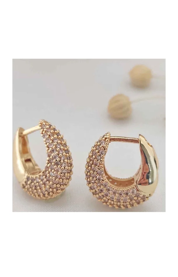 Boucles d’oreilles – Laiton plaqué or & zircons