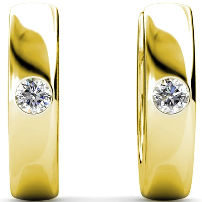 Boucles d’oreilles – Laiton plaqué or 18K & cristal d’or – Doré