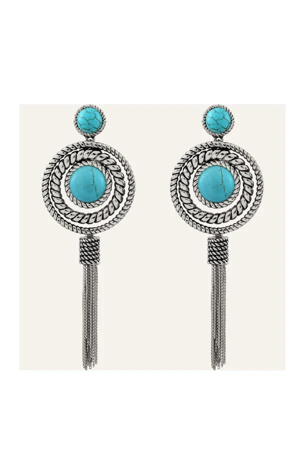Boucles d’oreilles Arizona – Métal argenté & howlite