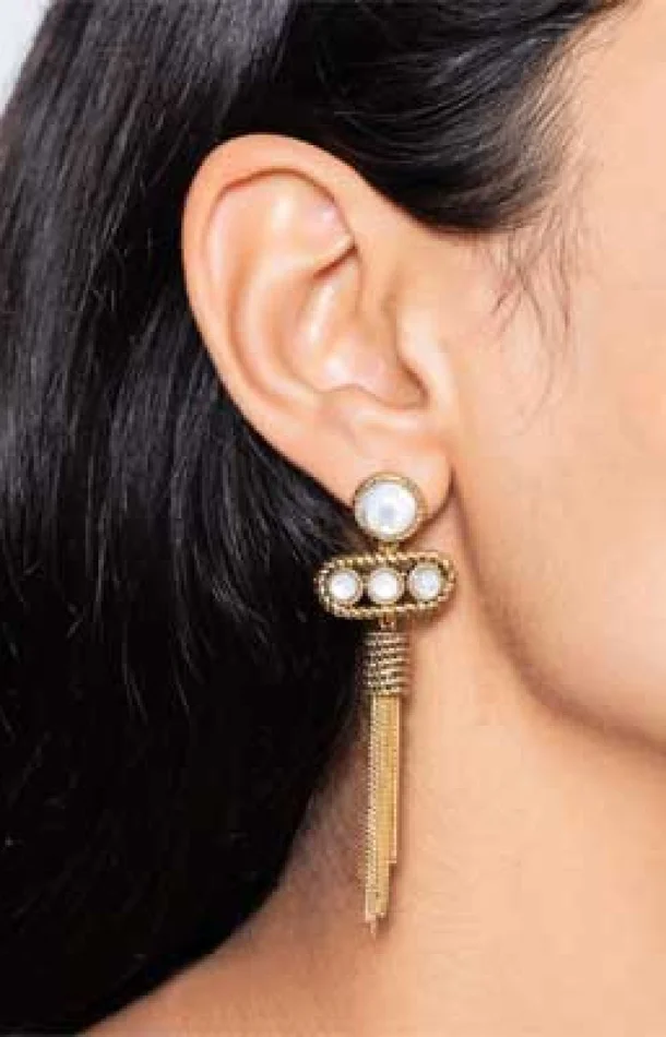 Boucles d’oreilles Arizona – Métal doré & nacre