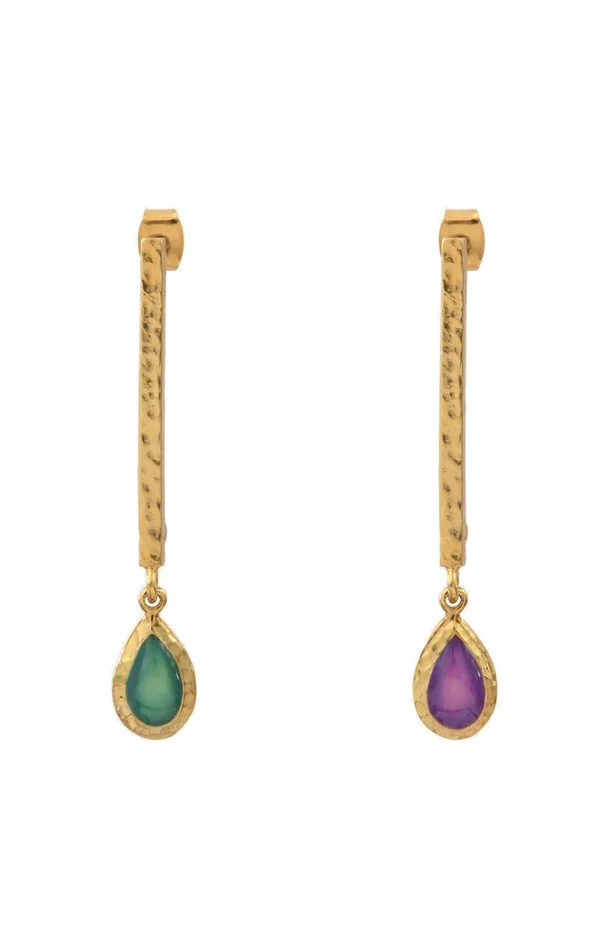 Boucles d’oreilles asymétriques Summer of Love – Laiton doré & émail