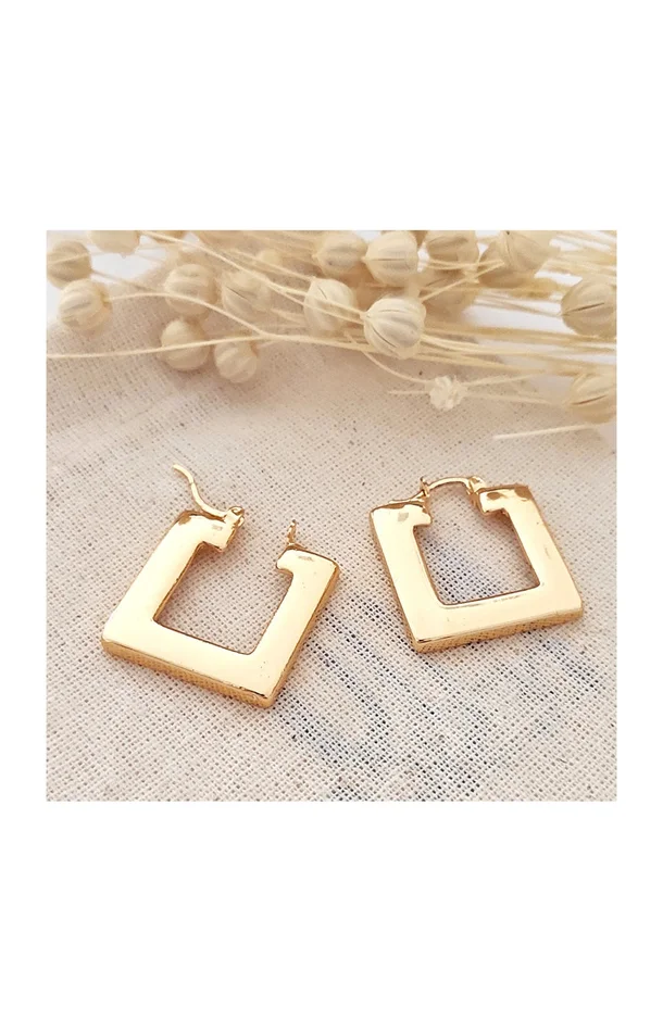 Boucles d’oreilles carrées – Laiton plaqué or