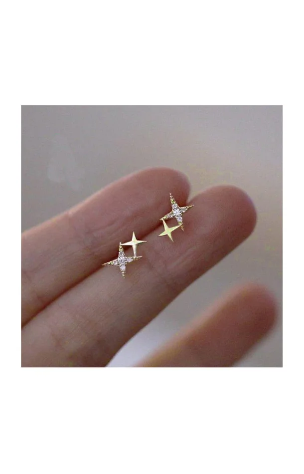 Boucles d’oreilles étoiles – Argent 925/000 plaqué or & zircons
