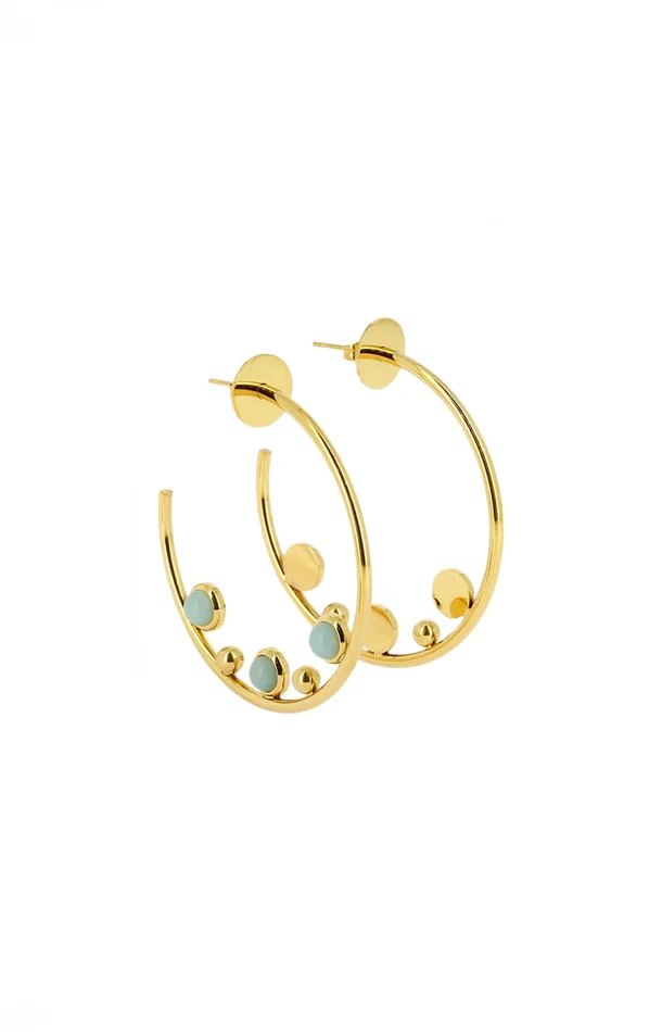 Boucles d’oreilles Everdeen – Acier inoxydable & amazonite – Doré