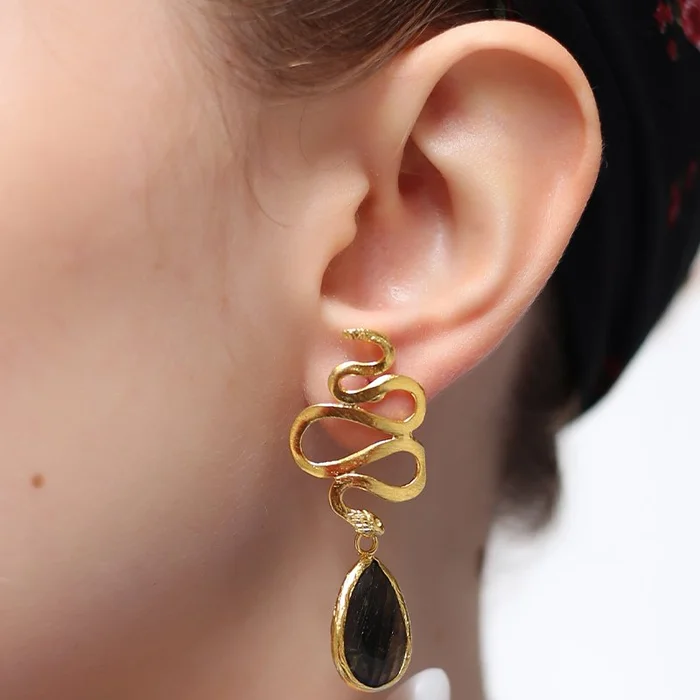 Boucles d’oreilles pendantes – Labradorite