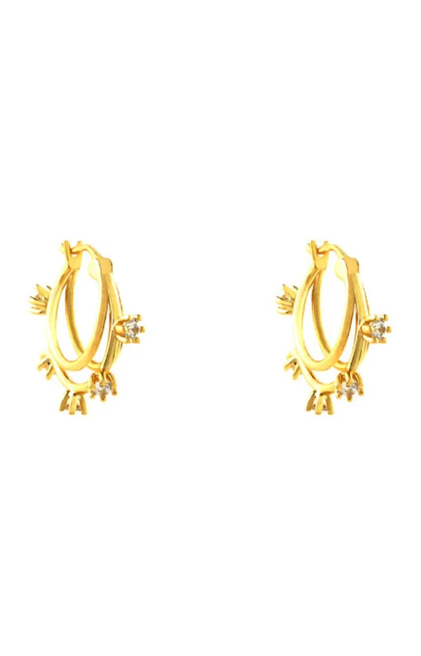 Boucles d’oreilles Sasha – Laiton doré à l’or fin 18k & zircons
