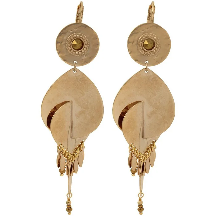 Boucles d’oreilles Toi et Moi – Métal doré à l’or jaune, cristaux & hématite