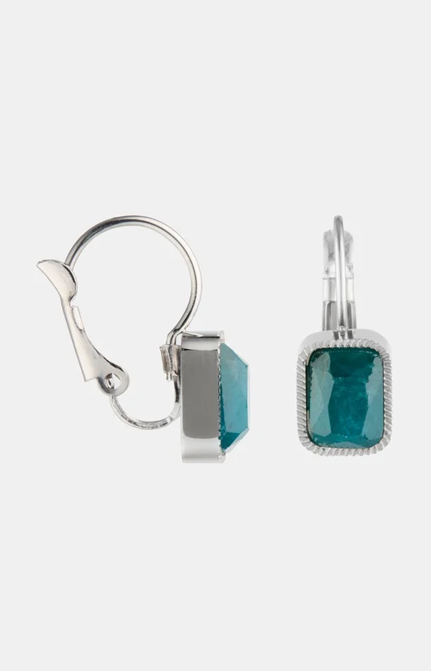 Boucles d’oreilles – Acier inoxydable & apatite – Doré & bleu