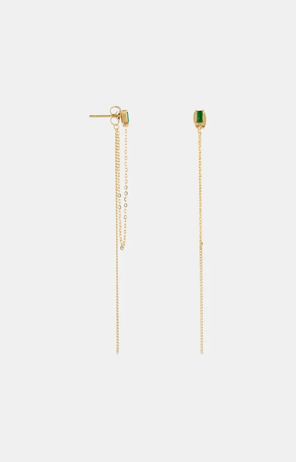 Boucles d’oreilles pendantes – Acier inoxydable & zirconium – Doré & vert