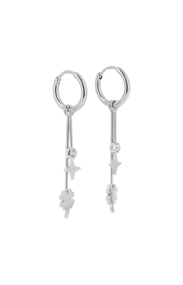 Boucles d’oreilles pendantes Rooster – Acier inoxydable – Argenté