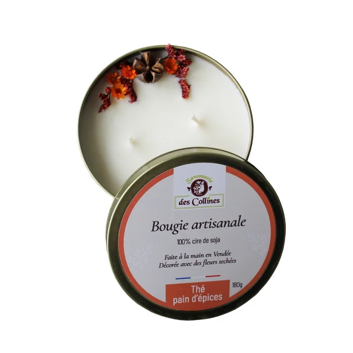 Bougie artisanale fleurie – Thé Pain d'Epices