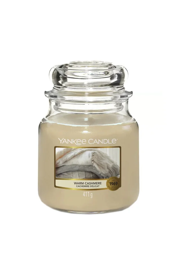 Bougie jarre – Cachemire délicat – Boisé – Modèle medium – 411 g