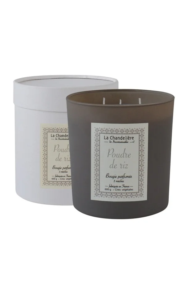 Bougie parfumée 3 mèches – Poudre de riz – 600 g