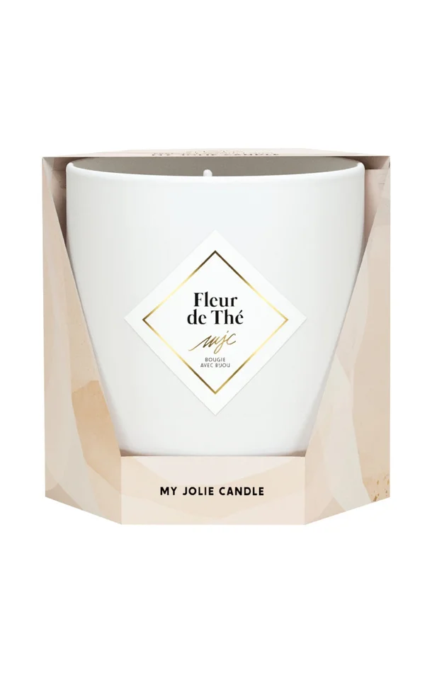 Bougie parfumée – Fleur de thé – Collier acier inoxydable doré & noir – 200 g