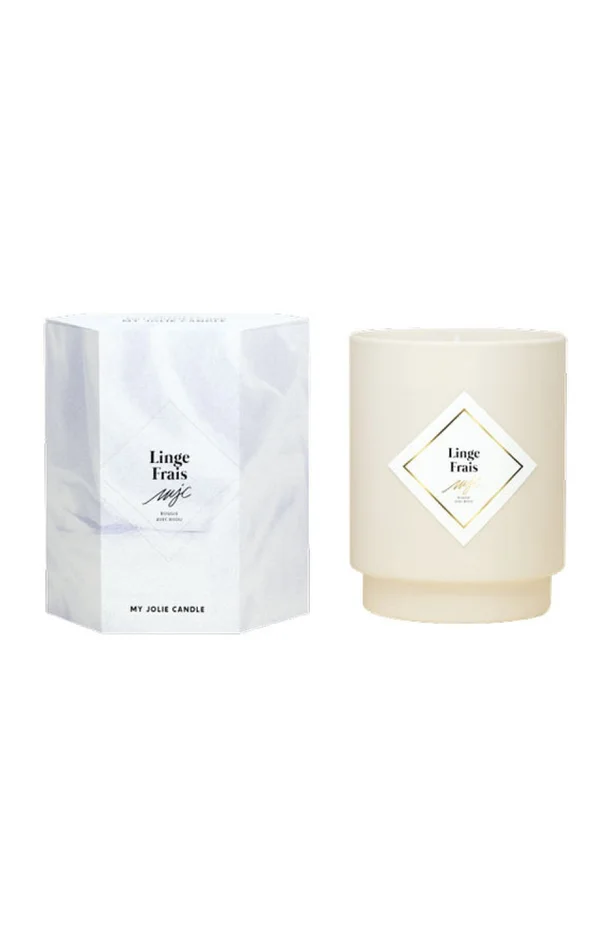 Bougie parfumée – Linge frais – Collier acier inoxydable doré – 250 g