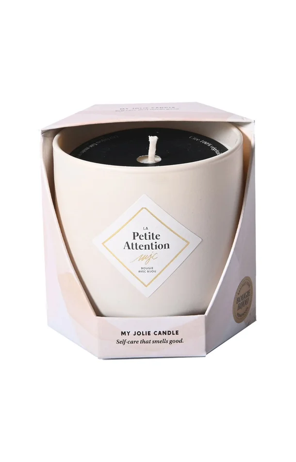 Bougie parfumée – Petite attention – Collier acier inoxydable doré & noir – 200 g