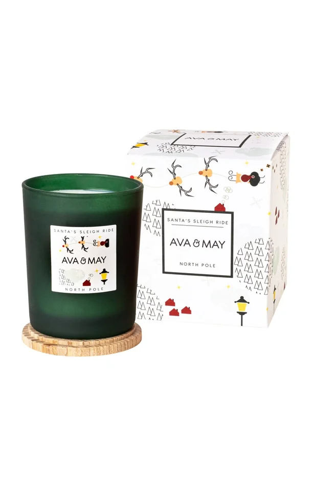 Bougie parfumée – Traineau du père noël – Feuille de thé & tonka – 180 g