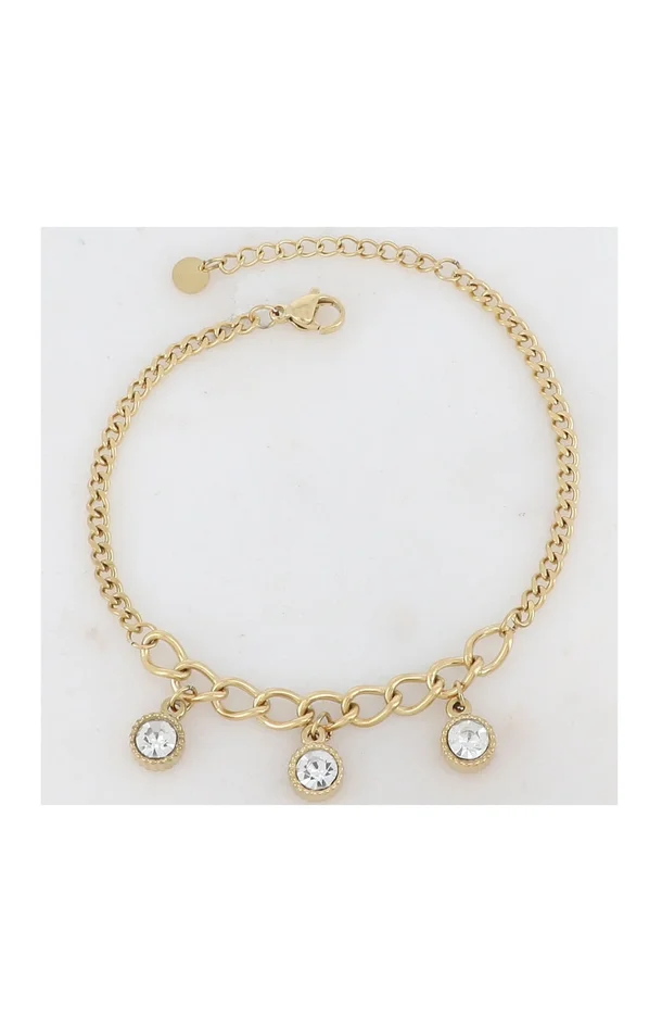 Bracelet – Acier inoxydable doré & zirconiums