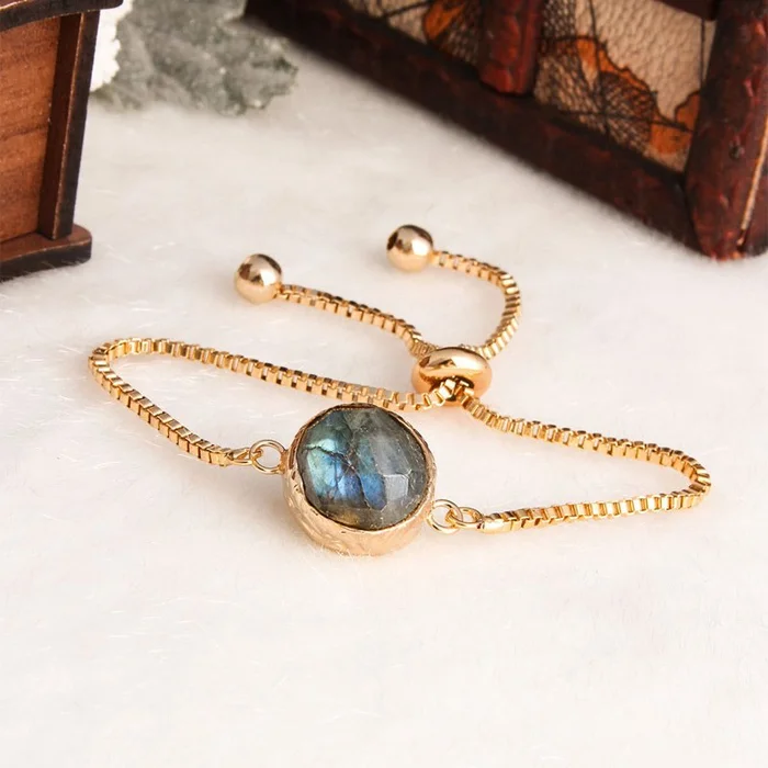 Bracelet – Laiton plaqué or & labradorite