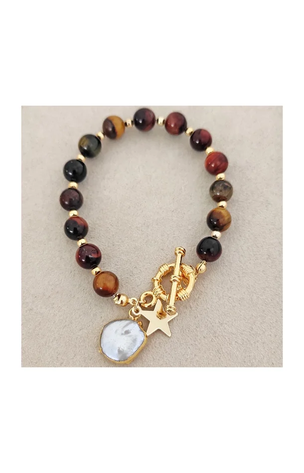 Bracelet – Laiton plaqué or & pierres