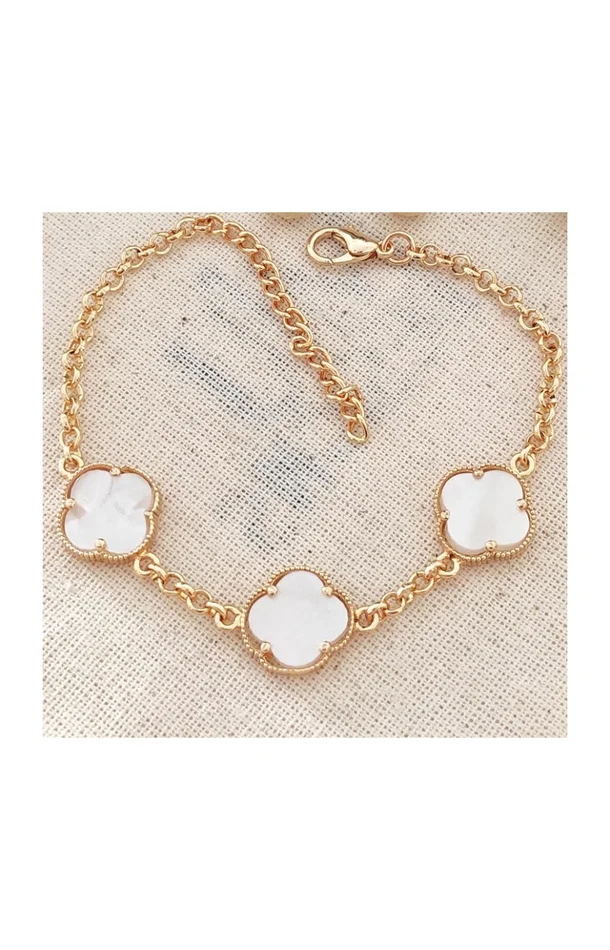 Bracelet – Laiton plaqué or – Blanc