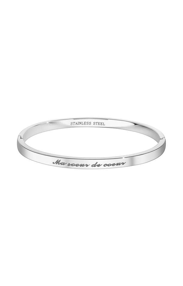 Bracelet “Ma sœur de cœur” – Acier rhodié – Argenté
