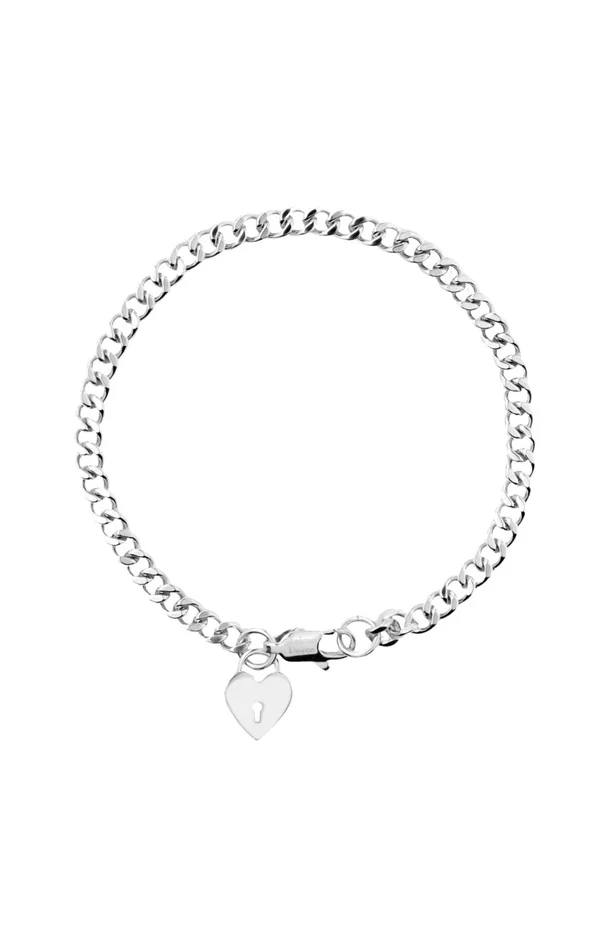 Bracelet cœur – Laiton plaqué argent 10 microns