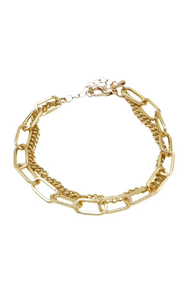 Bracelet double chaîne – Laiton doré