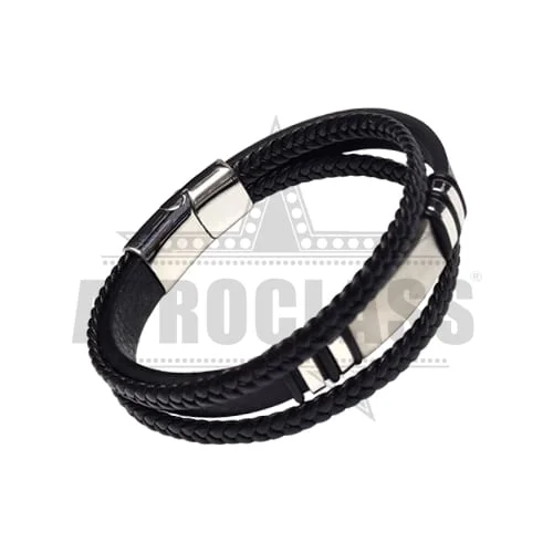 Bracelet Nœud en Acier Argenté et Cuir