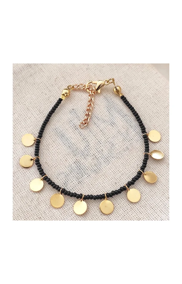 Bracelet pampilles – Laiton plaqué or & perles Miyuki