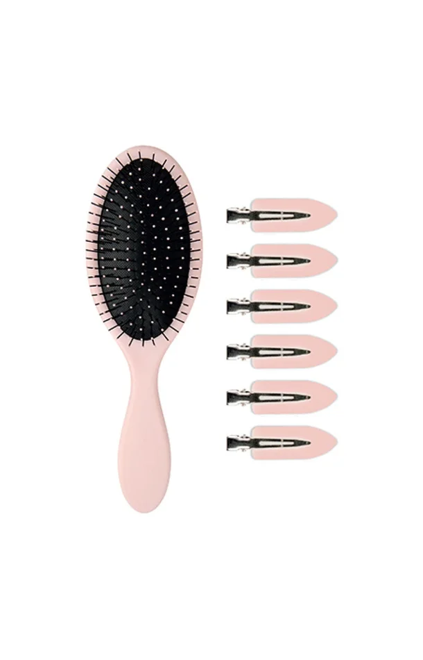 Brosse démêlante & pinces anti-marques – Cheveux – Rose – 7 produits