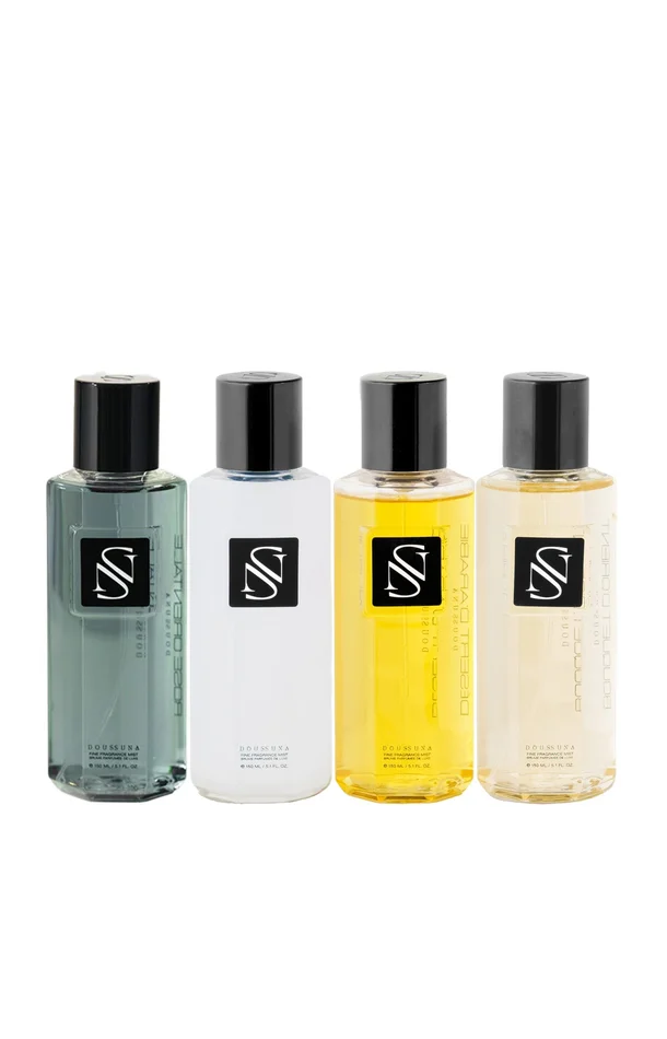 Brumes parfumées – Rose orientale, Arabic musc, Désert d’Orient & Bouquet d’Orient – 4 x 150 ml