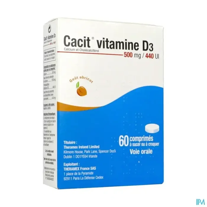 Cacit vitamine d3 500mg/440ui comprimé à sucer croquer 60